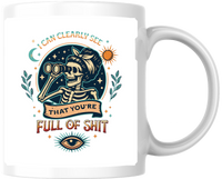 Thumbnail for Skeleton Binoculars Mug | Full Of Shit Funny Sarcastic Coffee Mug | Snarky Gag Gift