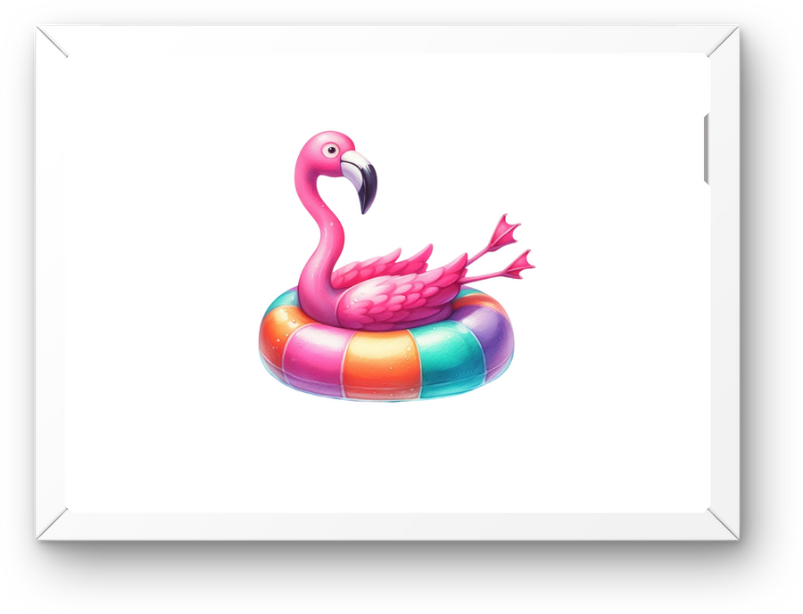 Flamingo Pool Float Wall Art | Cute Rainbow Summer Print | Kids Pool Room Gift