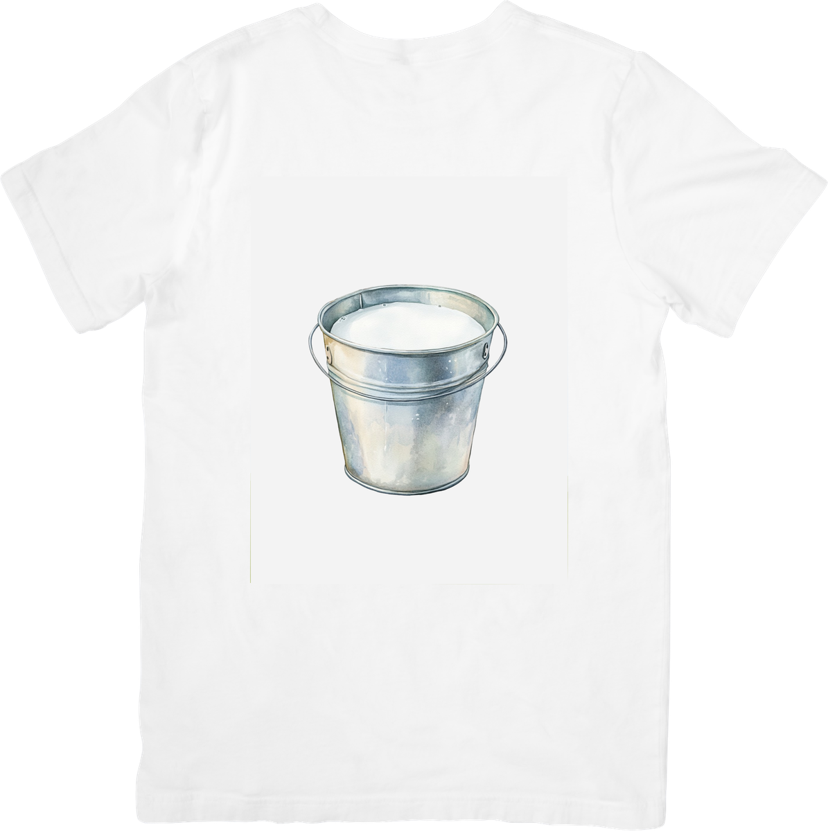 Bucket of Milk T-Shirt | Watercolor Metal Milk Pail Graphic Tee | Farmhouse Country Gift