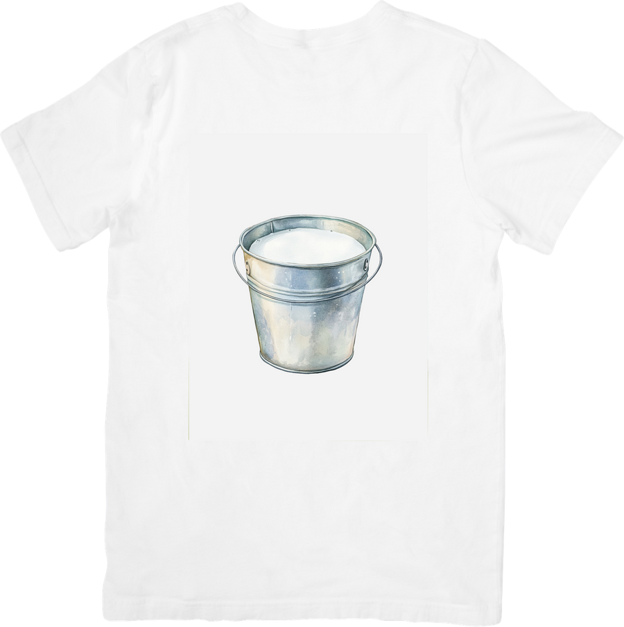 Bucket of Milk T-Shirt | Watercolor Metal Milk Pail Graphic Tee | Farmhouse Country Gift
