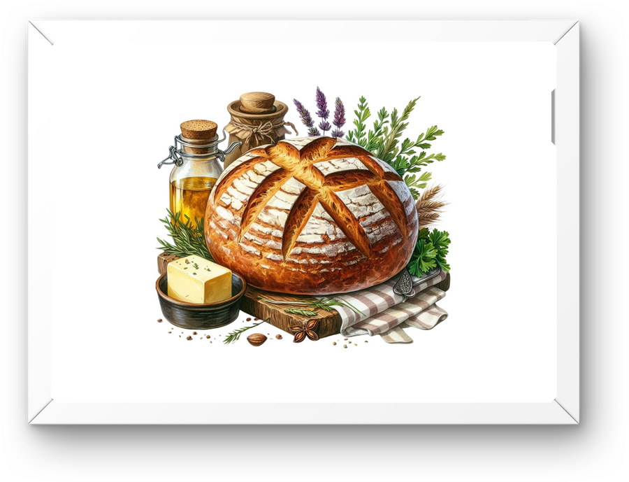Artisan Sourdough Bread Wall Art | Watercolor Rustic Bakery Print | Kitchen Decor Gift