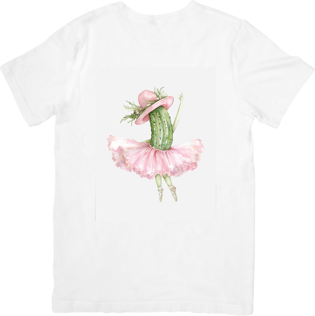 Pickle Ballerina T-Shirt | Funny Watercolor Dancing Pickle Graphic Tee | Quirky Foodie Gift