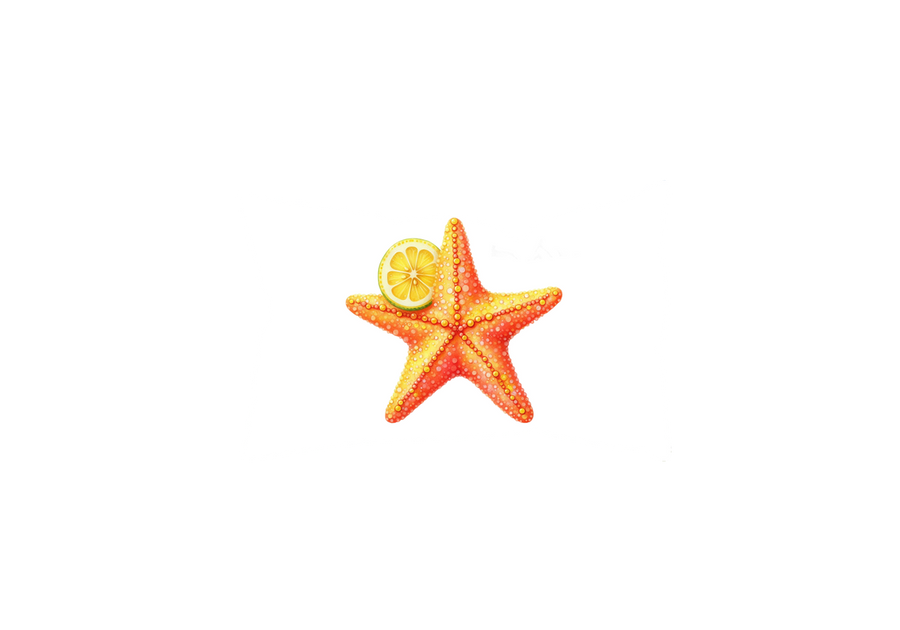 Starfish Lemon Throw Pillow | Watercolor Coastal Decorative Pillow | Beach House Gift