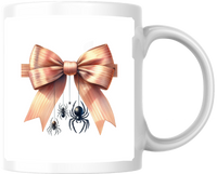 Thumbnail for Coquette Bow Spiders Mug | Halloween Aesthetic Coffee Mug | Spooky Cute Gift