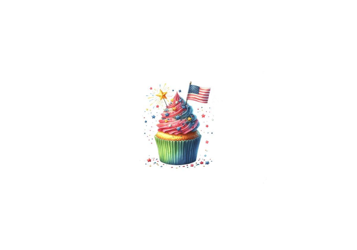 Patriotic Cupcake Throw Pillow | 4th of July American Flag Decorative Pillow | Summer Gift