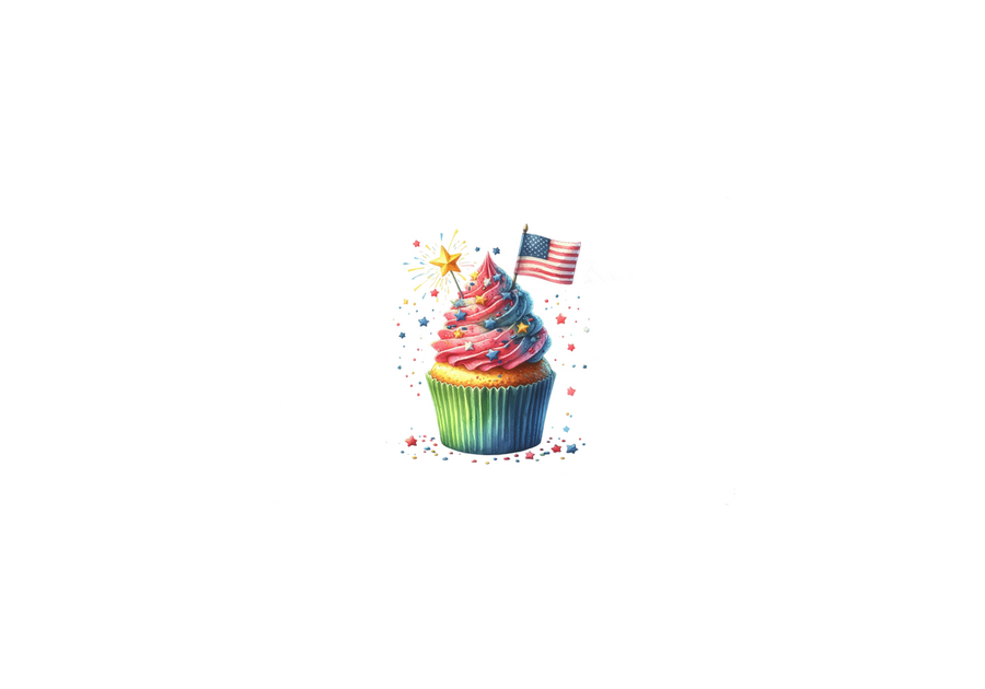 Patriotic Cupcake Throw Pillow | 4th of July American Flag Decorative Pillow | Summer Gift