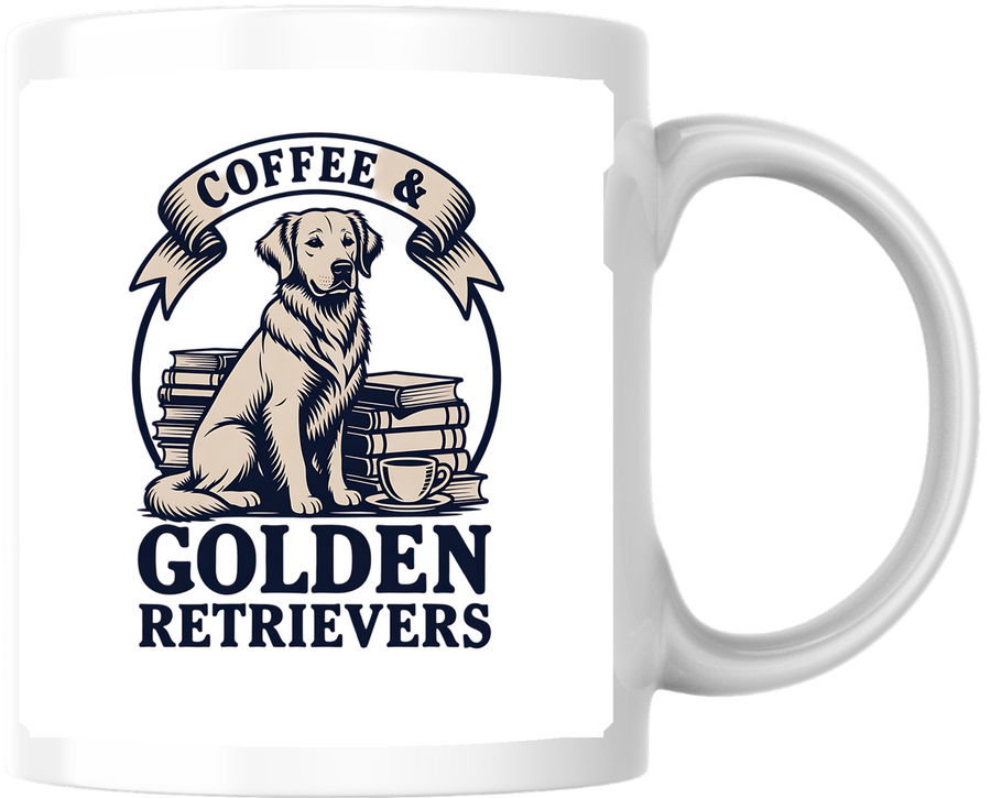 Coffee And Golden Retrievers Mug | Dog Lover Coffee Mug | Golden Retriever Owner Gift