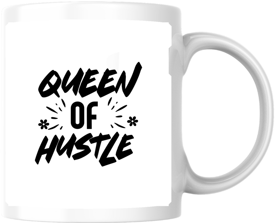 Queen Of Hustle Mug | Motivational Brush Lettering Coffee Mug | Boss Babe Gift