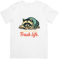 Thumbnail for Living My Best Trash Life Raccoon T-Shirt | Funny Vintage Cartoon Graphic Tee | Meme Lover Gift