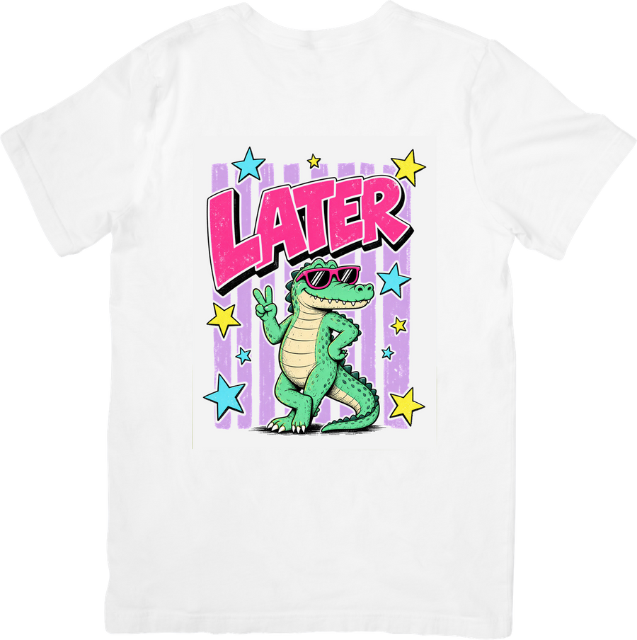 Later Alligator T-Shirt | Retro 80s Cartoon Crocodile Graphic Tee | Funny Kids Gift
