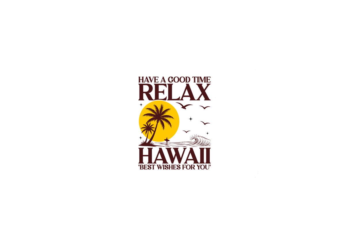 Relax Hawaii Throw Pillow | Retro Beach Sunset Palm Decorative Pillow | Tropical Vacation Gift