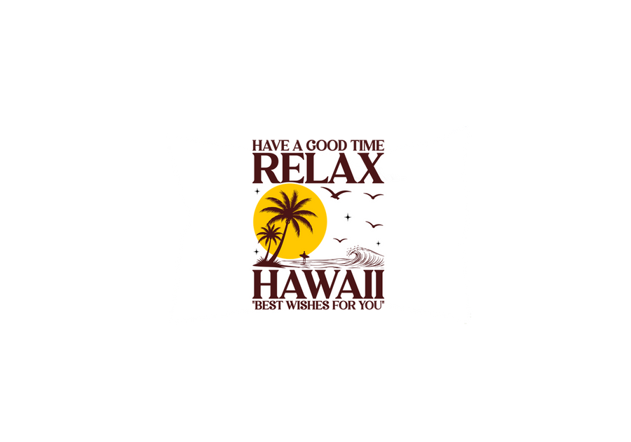 Relax Hawaii Throw Pillow | Retro Beach Sunset Palm Decorative Pillow | Tropical Vacation Gift