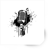Thumbnail for Vintage Microphone Sticker | Grunge Splatter Music Vinyl Decal | Singer Musician Gift