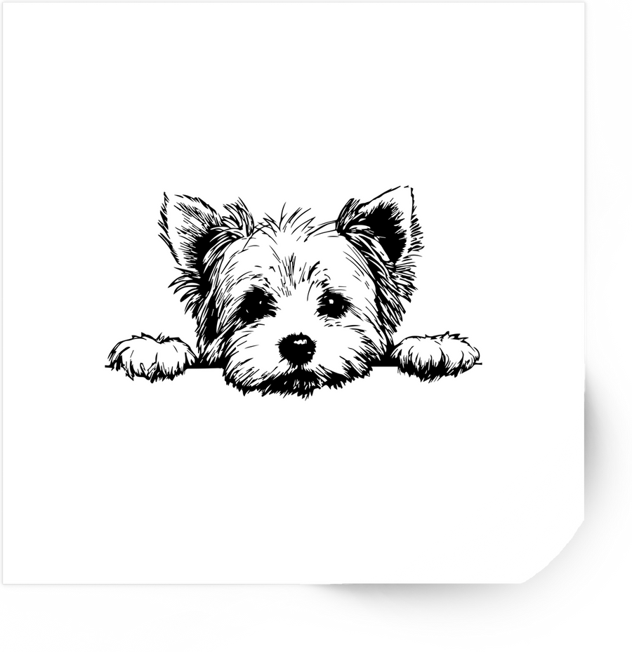Yorkie Puppy Sticker | Hand-Drawn Yorkshire Terrier Vinyl Decal | Dog Lover Gift