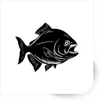 Thumbnail for Piranha Sticker | Bold Black Woodcut Fish Vinyl Decal | Fishing Angler Gift