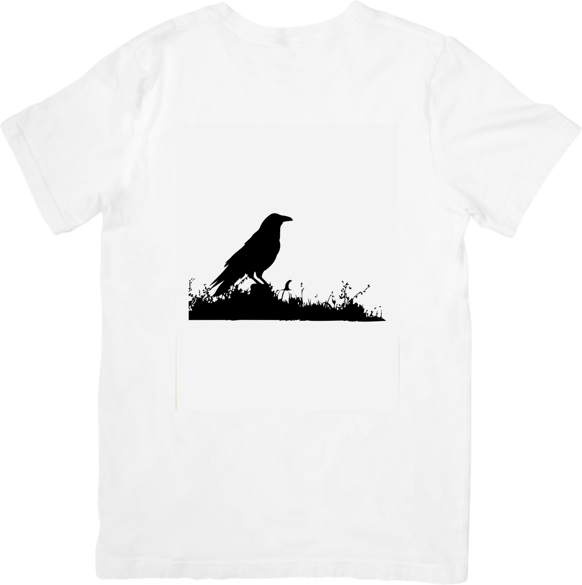 Crow Silhouette T-Shirt | Gothic Raven Meadow Graphic Tee | Nature Bird Lover Gift