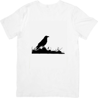 Thumbnail for Crow Silhouette T-Shirt | Gothic Raven Meadow Graphic Tee | Nature Bird Lover Gift