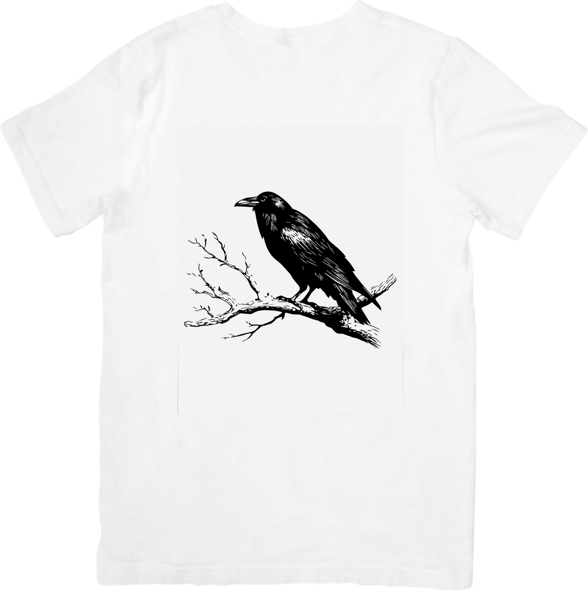 Raven on Branch T-Shirt | Gothic Blackbird Graphic Tee | Dark Academia Bird Gift