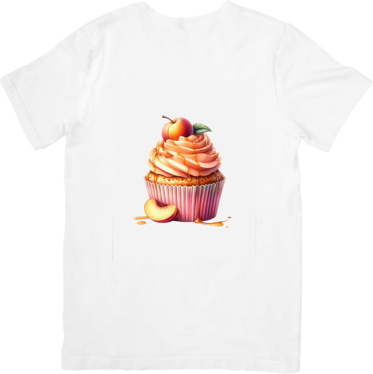 Peach Cupcake T-Shirt | Watercolor Dessert Bakery Graphic Tee | Sweet Foodie Gift