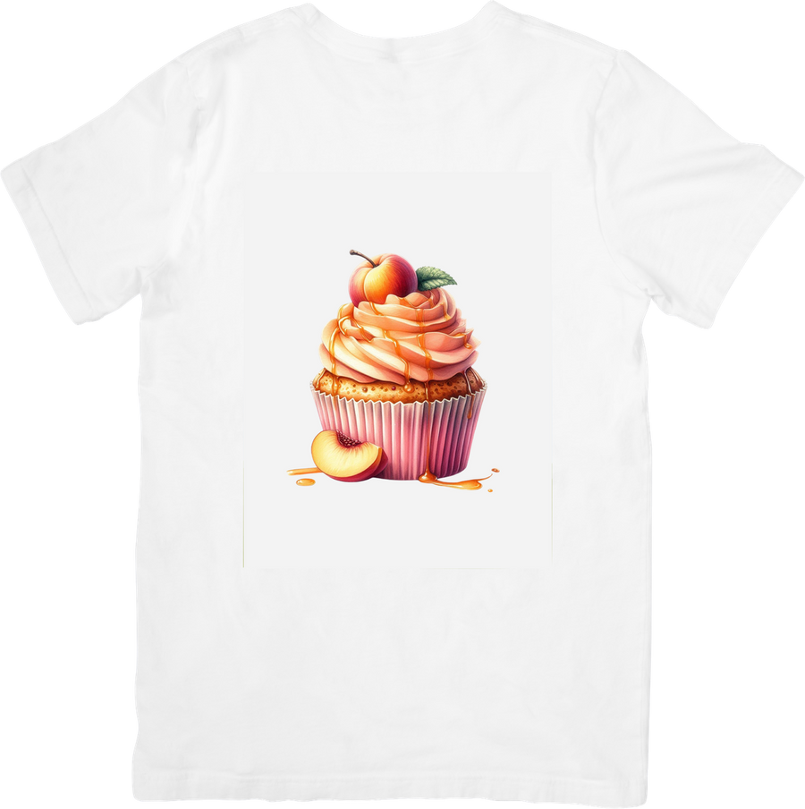 Peach Cupcake T-Shirt | Watercolor Dessert Bakery Graphic Tee | Sweet Foodie Gift