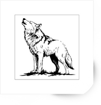 Thumbnail for Howling Wolf Sticker | Black And White Line Art Vinyl Decal | Wildlife Lover Gift