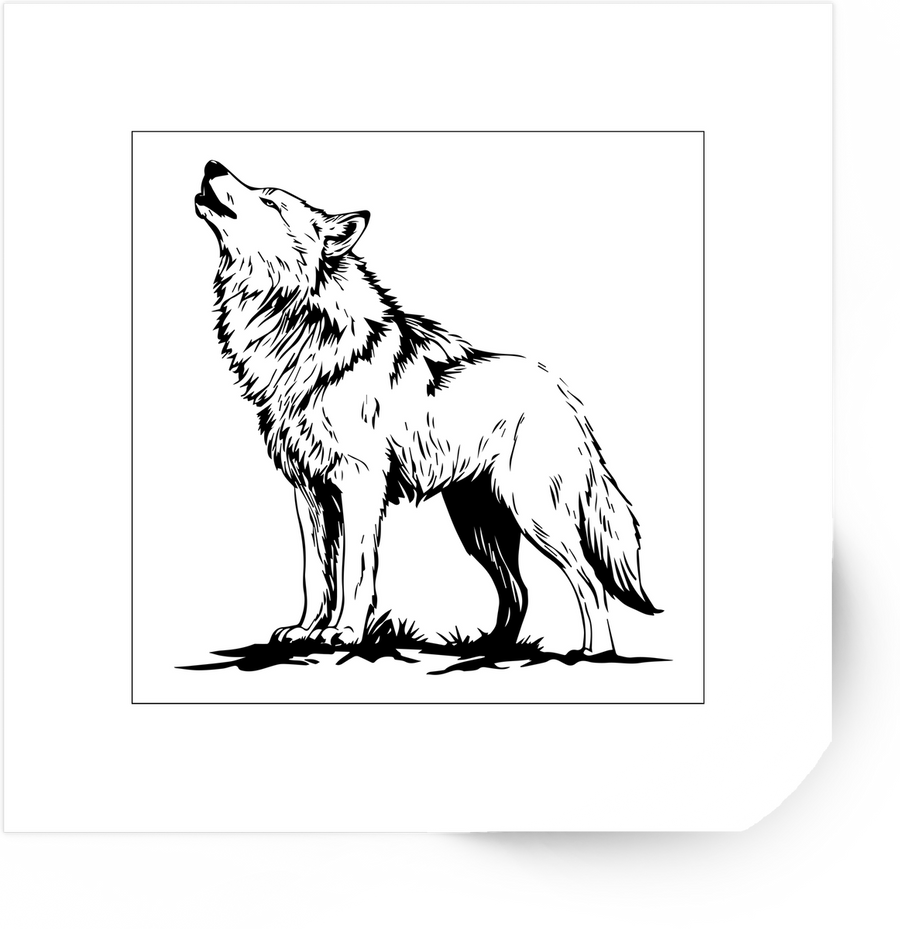 Howling Wolf Sticker | Black And White Line Art Vinyl Decal | Wildlife Lover Gift
