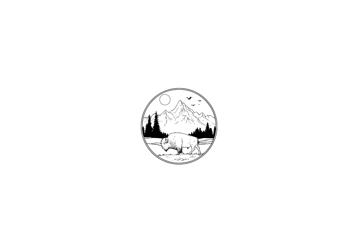 Bison Mountain Throw Pillow | Line Art Wilderness Decorative Pillow | Rustic Cabin Gift