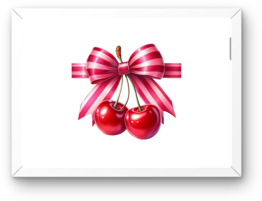 Cherry Bow Wall Art | Coquette Ribbon Fruit Print | Girly Aesthetic Gift