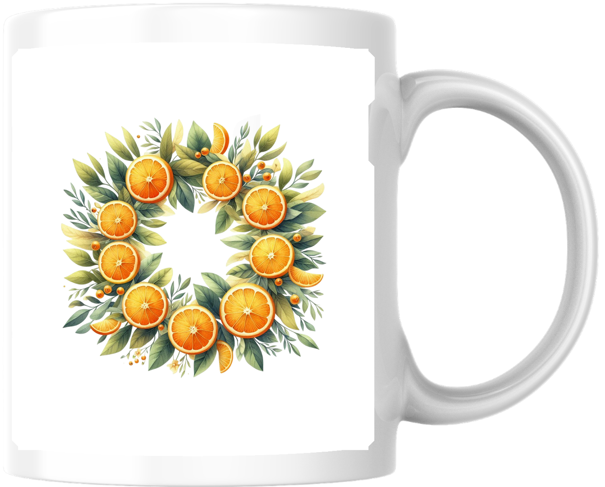 Orange Slice Wreath Mug | Watercolor Citrus Coffee Mug | Bright Kitchen Gift