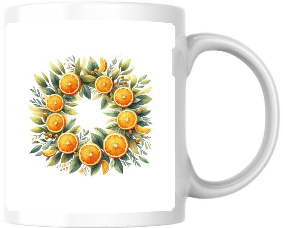 Orange Slice Wreath Mug | Watercolor Citrus Coffee Mug | Bright Kitchen Gift