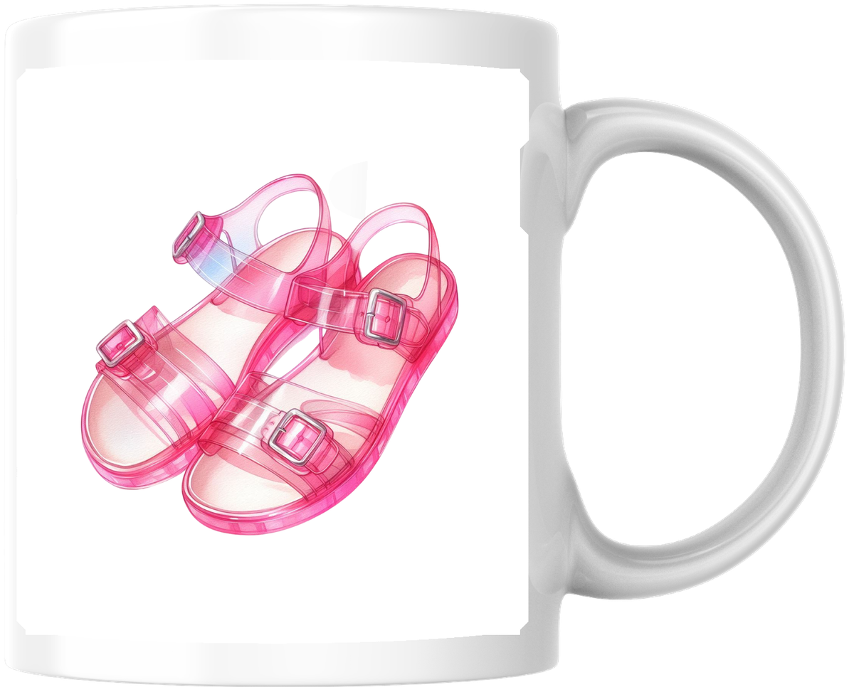 Pink Jelly Sandals Mug | Watercolor Retro Y2K Coffee Mug | Summer Nostalgia Gift