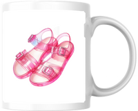 Thumbnail for Pink Jelly Sandals Mug | Watercolor Retro Y2K Coffee Mug | Summer Nostalgia Gift