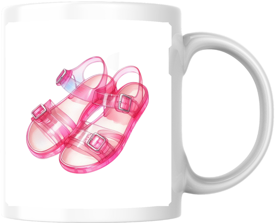 Pink Jelly Sandals Mug | Watercolor Retro Y2K Coffee Mug | Summer Nostalgia Gift