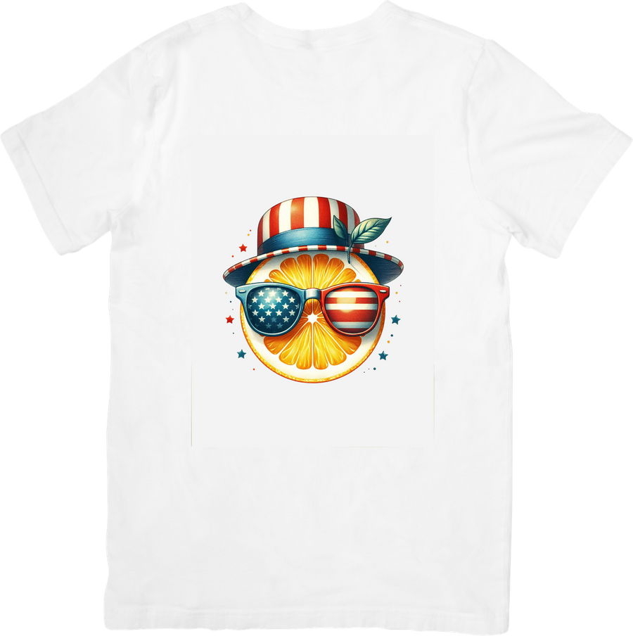 Patriotic Orange Slice T-Shirt | Funny American Flag Fruit Graphic Tee | 4th Of July Gift