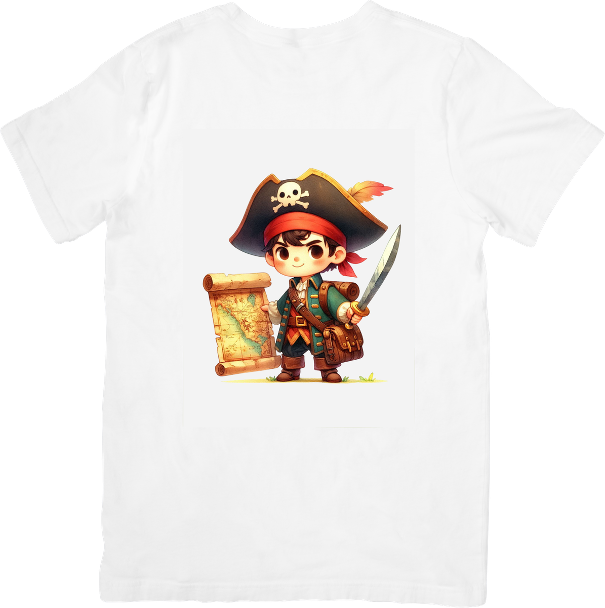 Cute Pirate Boy T-Shirt | Cartoon Treasure Map Adventure Graphic Tee | Kids Gift