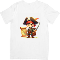 Thumbnail for Cute Pirate Boy T-Shirt | Cartoon Treasure Map Adventure Graphic Tee | Kids Gift