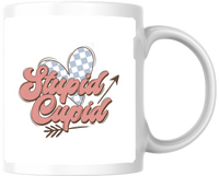 Thumbnail for Stupid Cupid Mug | Retro Checkered Heart Coffee Mug | Funny Anti-Valentine Gift