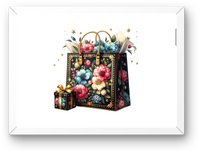 Thumbnail for Floral Gift Bag Wall Art | Elegant Gold Bloom Print | Boutique Chic Gift