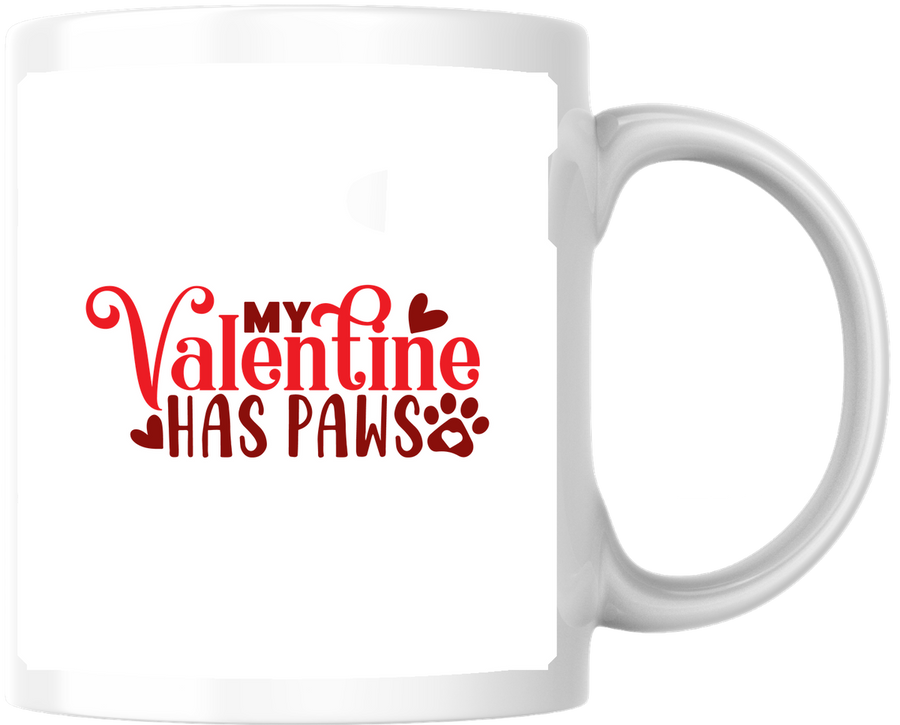 My Valentine Has Paws Mug | Cute Dog Cat Lover Coffee Mug | Valentine Pet Gift