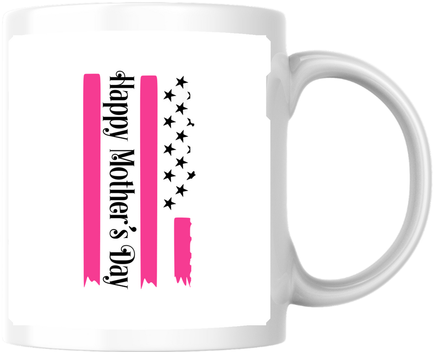 Happy Mother's Day Flag Mug | Pink American Flag Coffee Mug | Patriotic Mom Gift