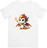 Thumbnail for Cute Baby Dragon T-Shirt | Fantasy Torch Cartoon Graphic Tee | Kids Fantasy Lover Gift
