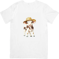 Thumbnail for Straw Hat Baby Cow T-Shirt | Cute Watercolor Farm Calf Graphic Tee | Country Kids Gift