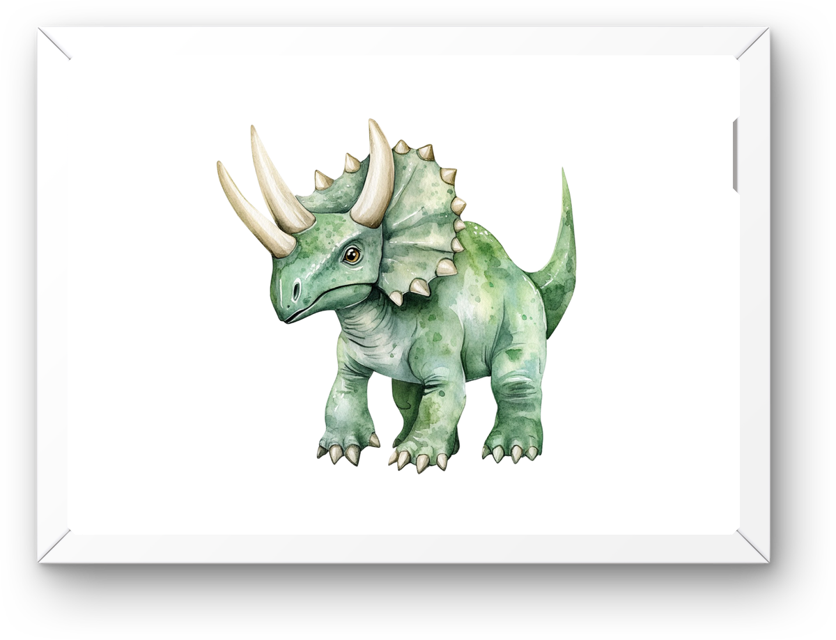 Watercolor Triceratops Wall Art | Cute Dinosaur Print | Kids Nursery Room Gift