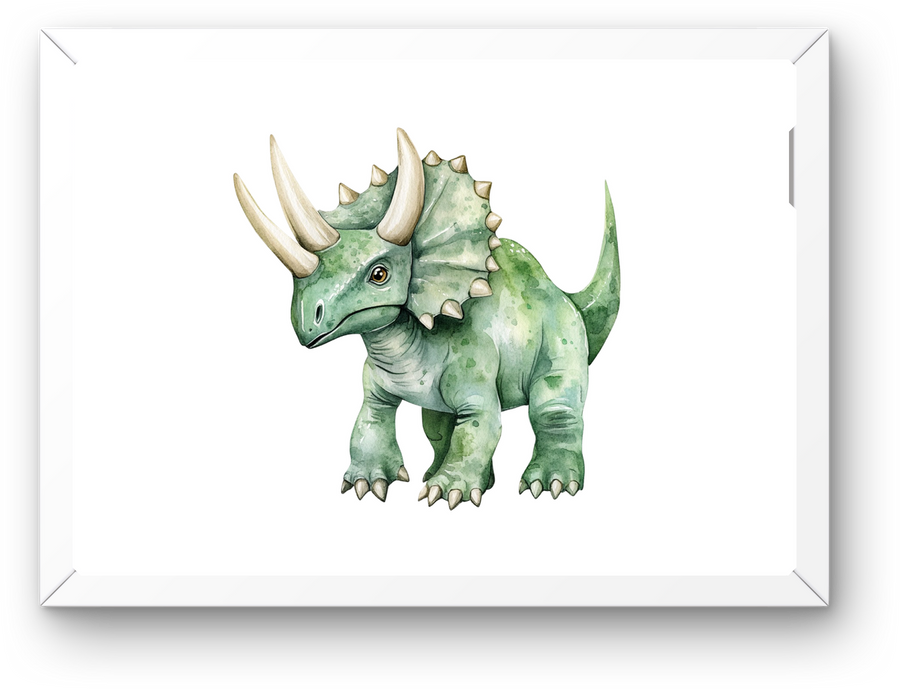 Watercolor Triceratops Wall Art | Cute Dinosaur Print | Kids Nursery Room Gift